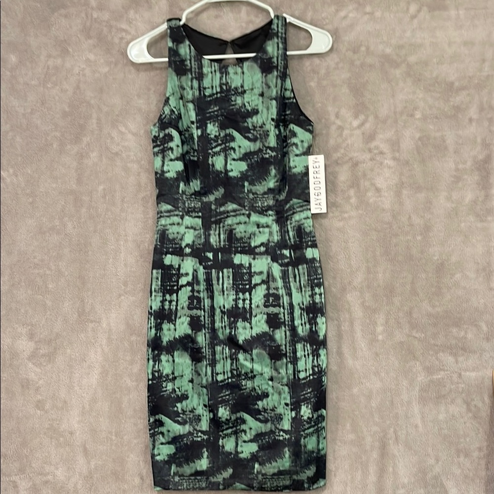 Lush Green Black Halter‎ Sheath Dress